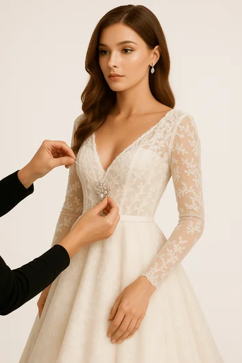 Wedding dress beading repair showing delicate beadwork restoration techniques